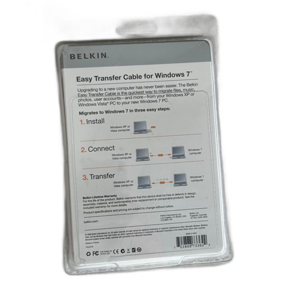 New In Box: Belkin Easy Transfer Cable for Windows 7 - Picture 2 of 2